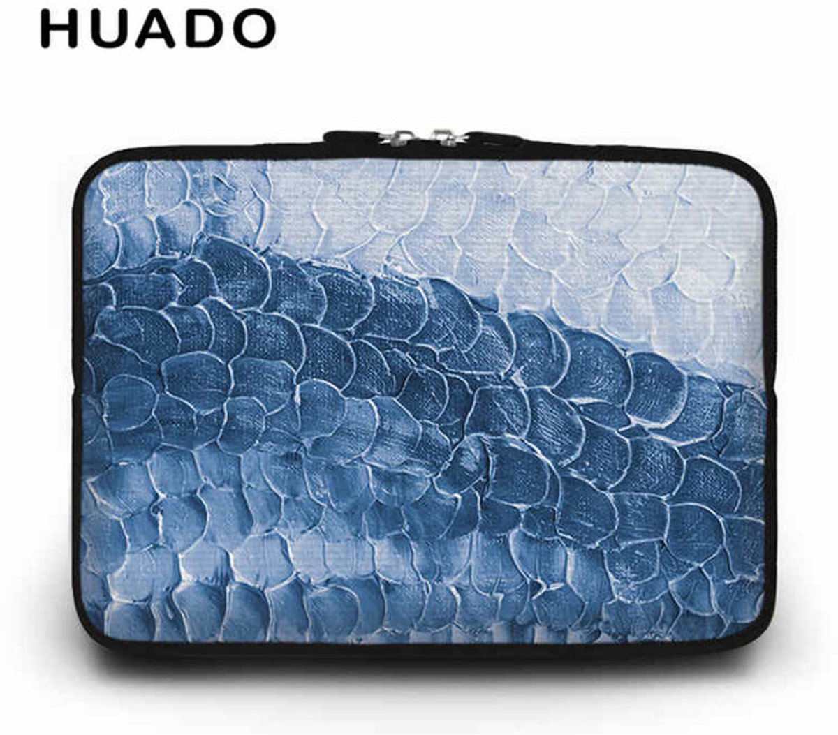 Luxe Laptophoes met Blauwe Verf Print | 15 inch | Ritssluiting | Laptop Accessoires